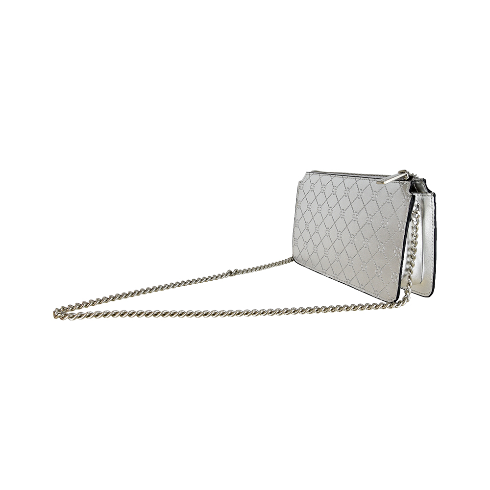 BOLSA PEQUENA PRATEADA MONOGRAMA ALÇA CORRENTE image number 1