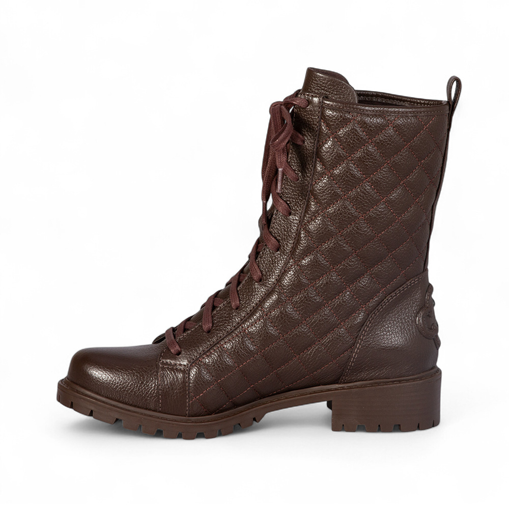 BOTA COTURNO CARAMELO TOBACCO DE COURO MATELASSÊ image number 2