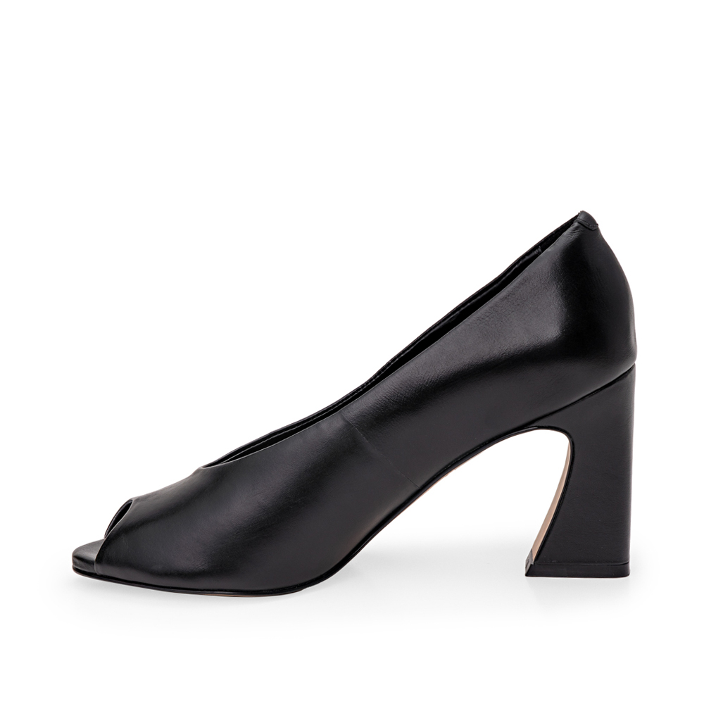 PEEP TOE PRETO DE COURO SALTO ALTO image number 2