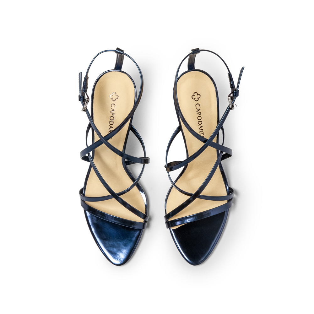 SAND&Aacute;LIA SALTO ALTO FINO MARINHO AZZURRO DE COURO SPECCHIO image number 4