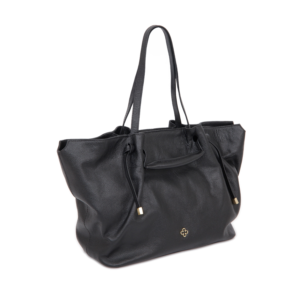 BOLSA MÉDIA COURO PRETA SHOPPER image number 1