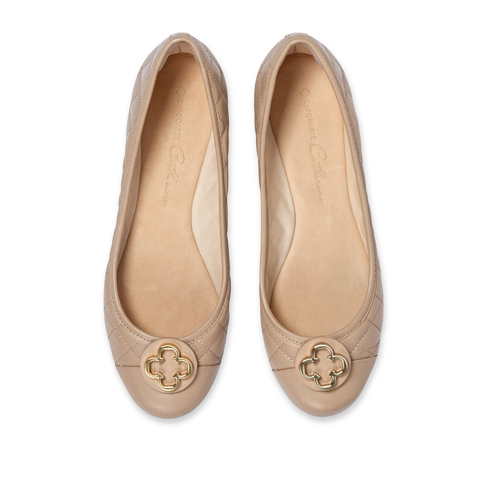 SAPATILHA CATHERINE COURO NUDE SEDA MATELASS&Ecirc; image number 4