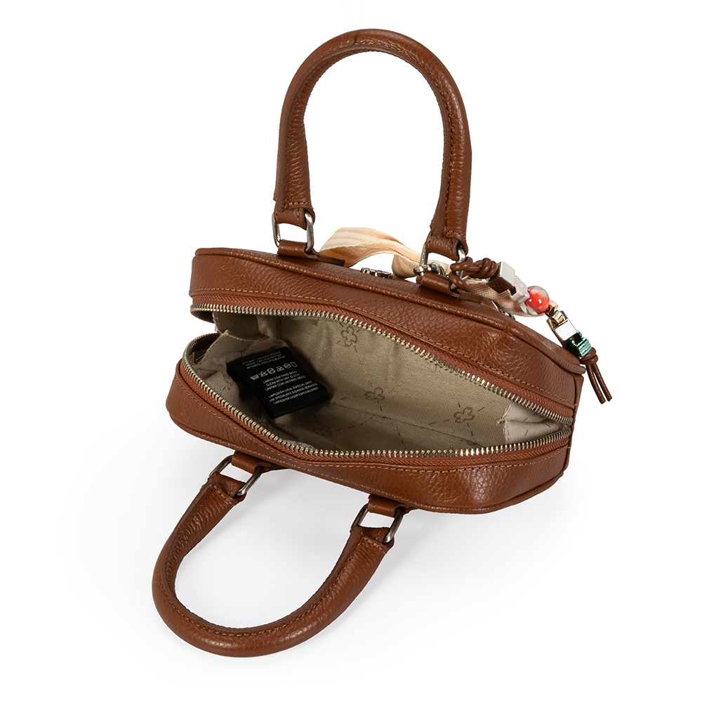 BOLSA PEQUENA MARROM COURO CHARM NUDE image number 4