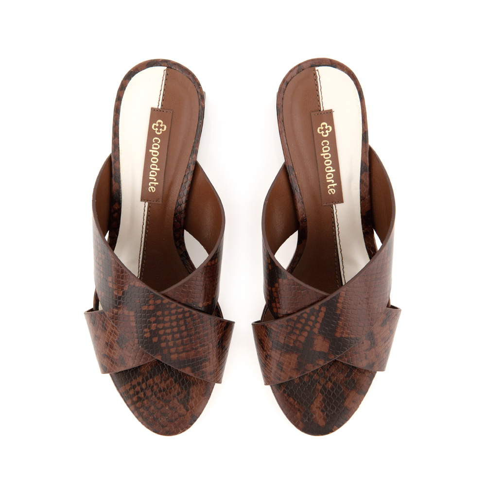 MULE SALTO BLOCO MARROM COURO PITONE image number 4