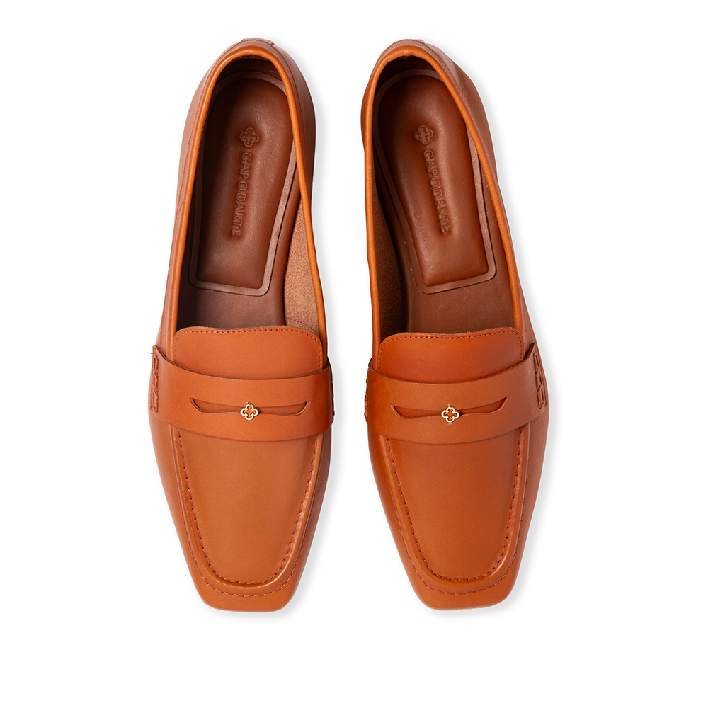 LOAFER MOCASSIM CARAMELO DE COURO BICO QUADRADO image number 4