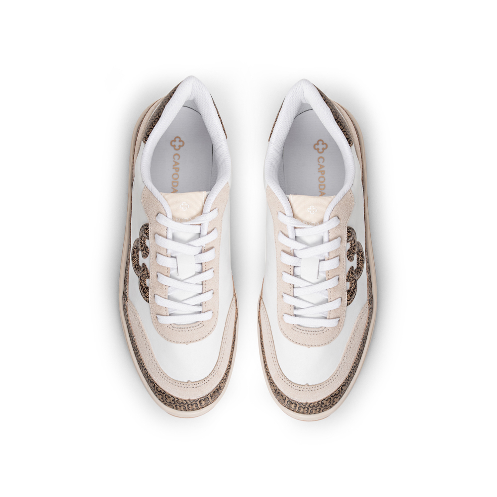 TÊNIS FEMININO BRANCO MONOGRAMA DE COURO AMARRAÇÃO image number 4