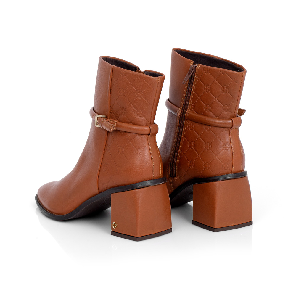 BOTA SALTO BLOCO DE COURO CARAMELO CAMEL MONOGRAMA image number 2