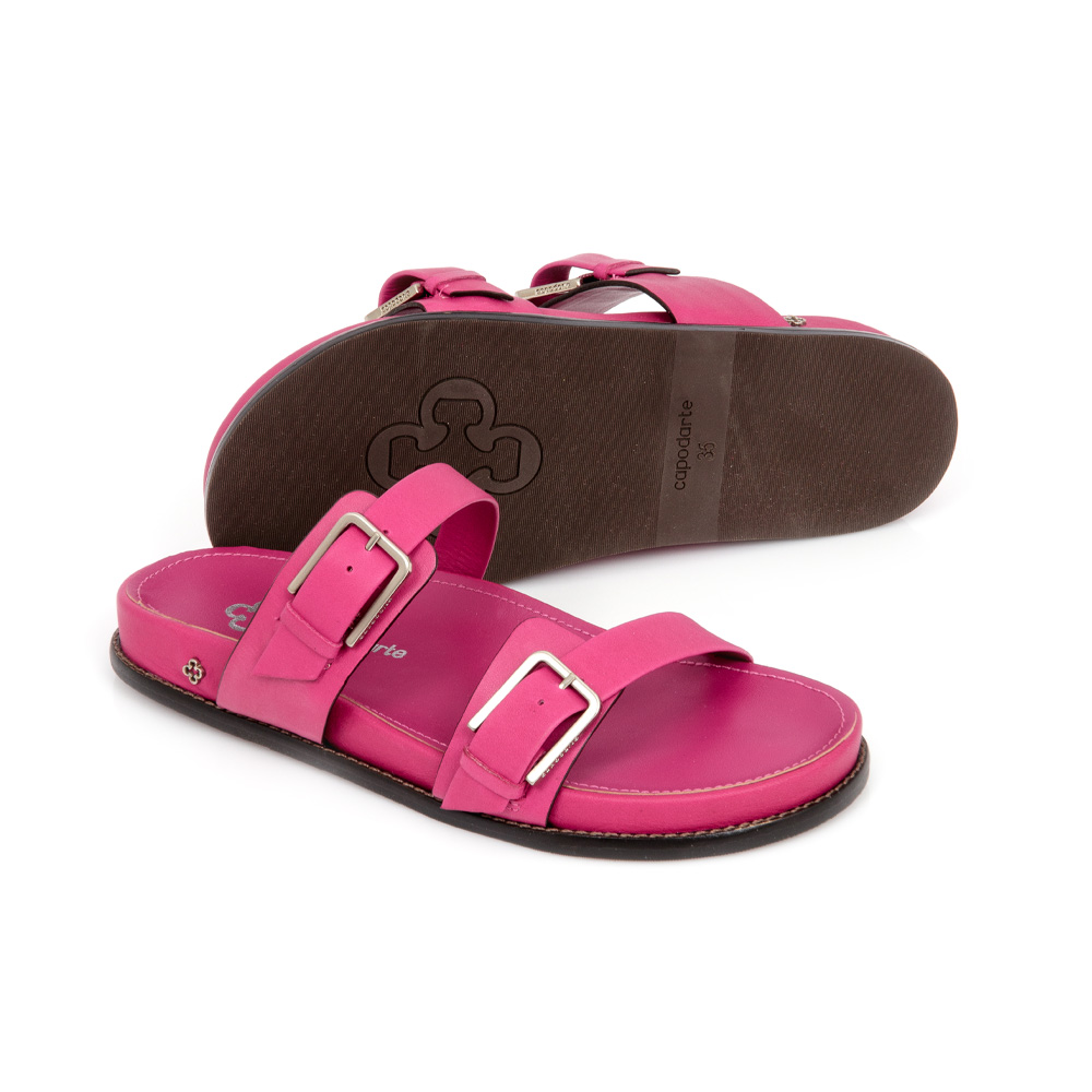 CHINELO PAPETE ROSA JASMIN DE COURO FIVELAS image number 3