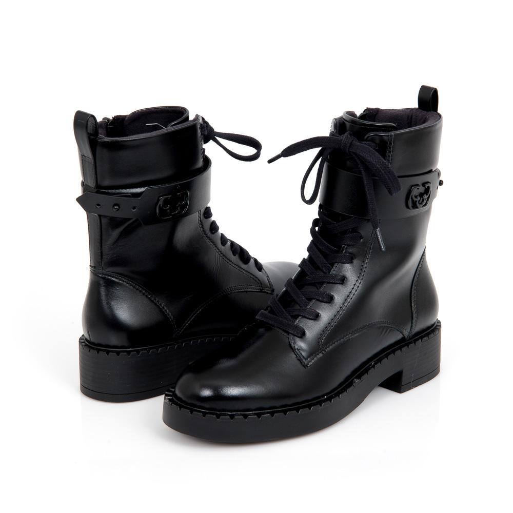 BOTA COTURNO PRETA DE COURO image number 4