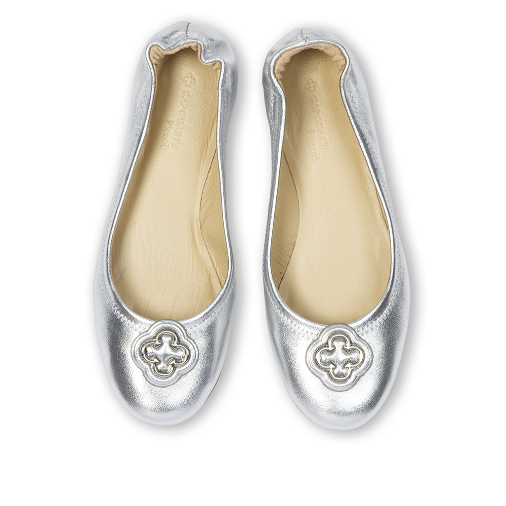 SAPATILHA INFANTIL DE COURO BRANCO PRATA image number 4