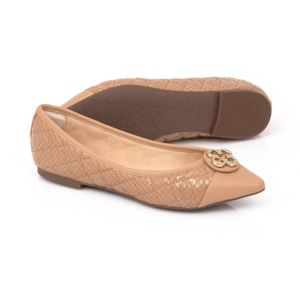 SAPATILHA CATHERINE BICO FINO BEGE NATURALE DE COURO image number 3