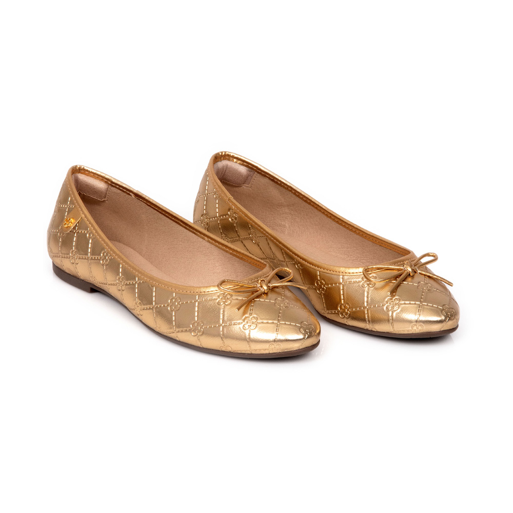 SAPATILHA DOURADA METALIZADA MONOGRAMA LA&Ccedil;O image number 1
