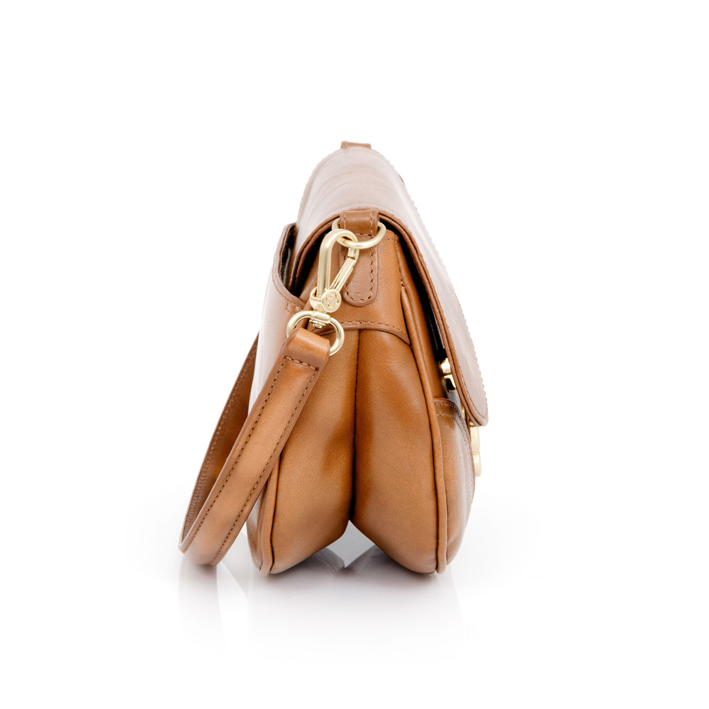 BOLSA TIRACOLO DE COURO CARAMELO MOGNO image number 1