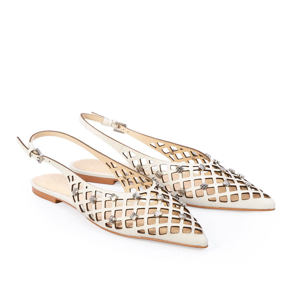 SAPATILHA SLINGBACK DE COURO BRANCO DUNA VAZADO image number 1