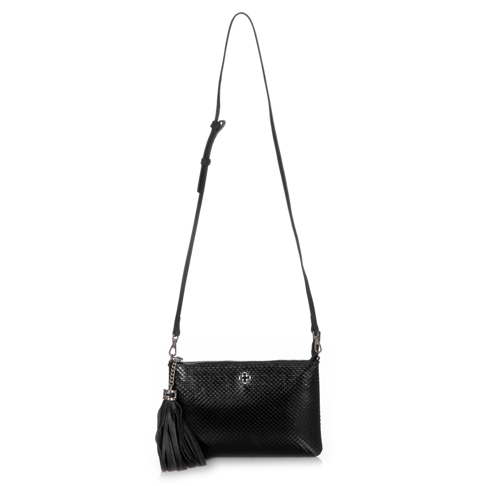 BOLSA TRANSVERSAL COURO PRETA PITONE VIRA CLUTCH image number 3