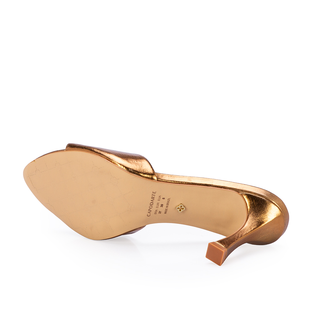 MULE SALTO ALTO BRONZE METALIZADA DE COURO image number 3