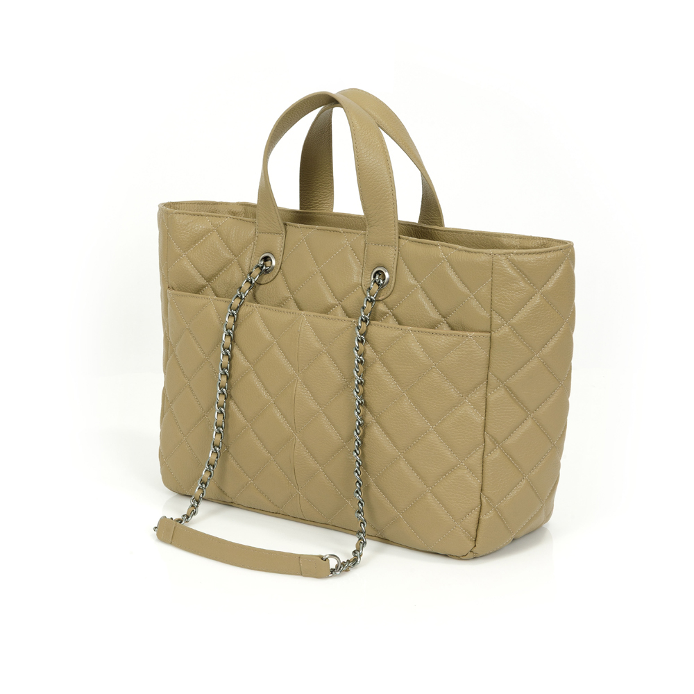 BOLSA GRANDE SHOPPER VERDE ALBERO DE COURO MATELASSÊ image number 2