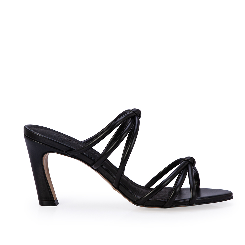 MULE SALTO M&Eacute;DIO PRETO DE COURO image number 0