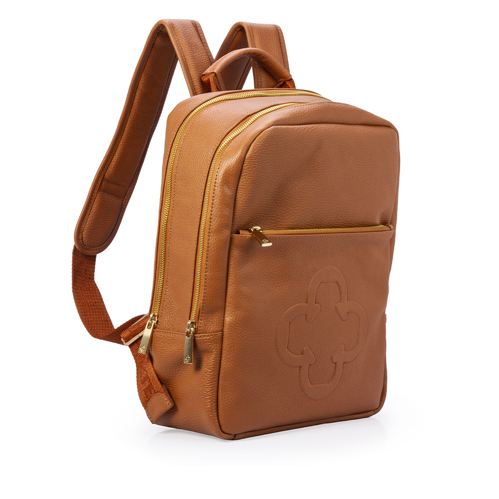 MOCHILA FEMININA CARAMELO DE COURO image number 1