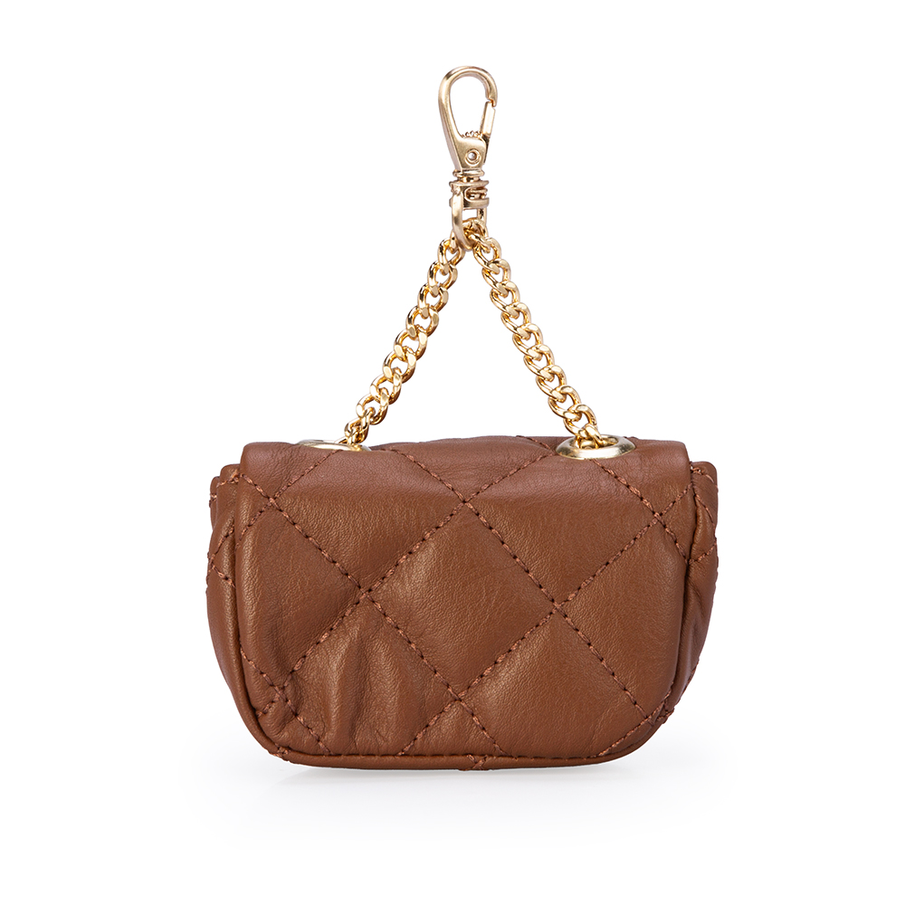 CHAVEIRO MINI BOLSA MARROM COURO MATELASS&Ecirc; BAG CHARM image number 2