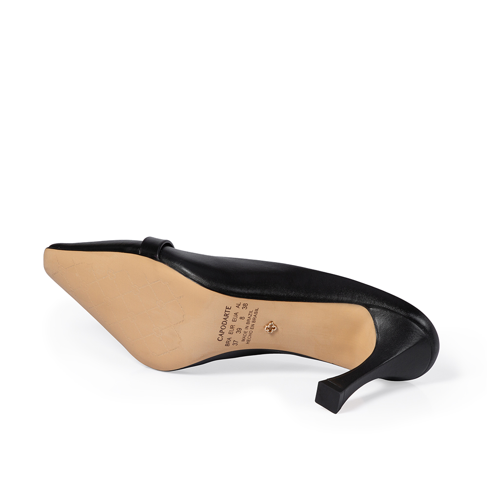MULE SALTO ALTO PRETA DE COURO BRID&Atilde;O image number 3