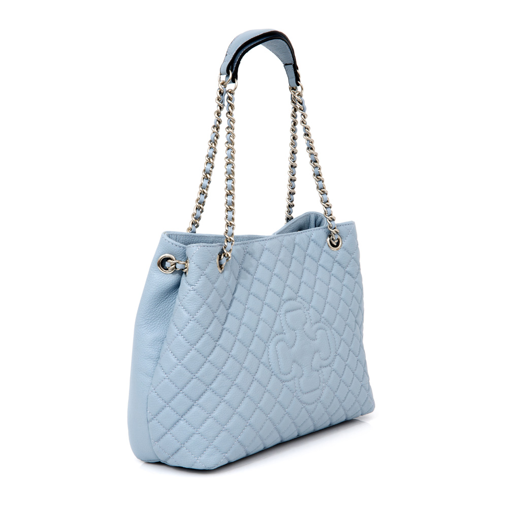 BOLSA M&Eacute;DIA AZUL CHIARO DE COURO MATELASS&Ecirc; CARINA image number 1