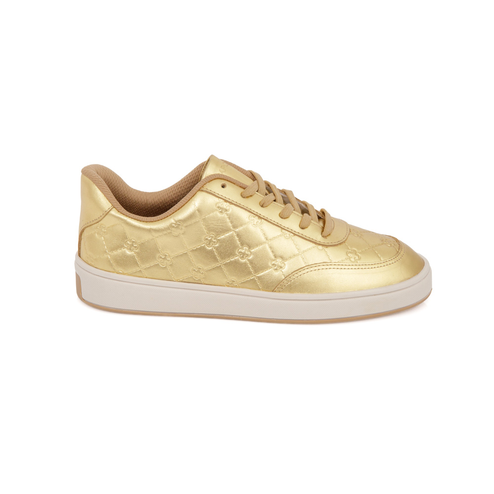 TÊNIS FEMININO DE COURO DOURADO METALIZADO MONOGRAMA image number 0