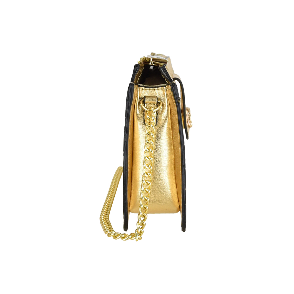 BOLSA PEQUENA DOURADA MONOGRAMA ALÇA CORRENTE image number 2