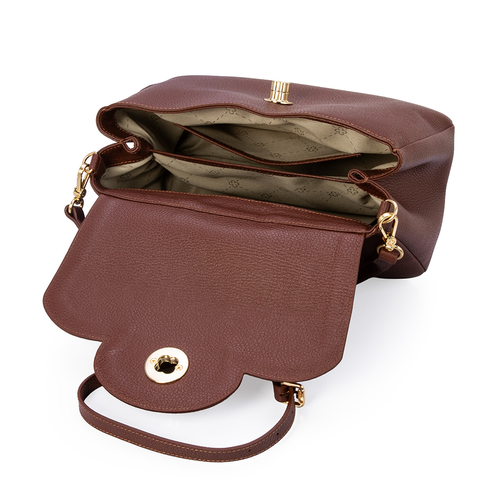 BOLSA TIRACOLO MARROM &Eacute;BANO DE COURO TOTE image number 4