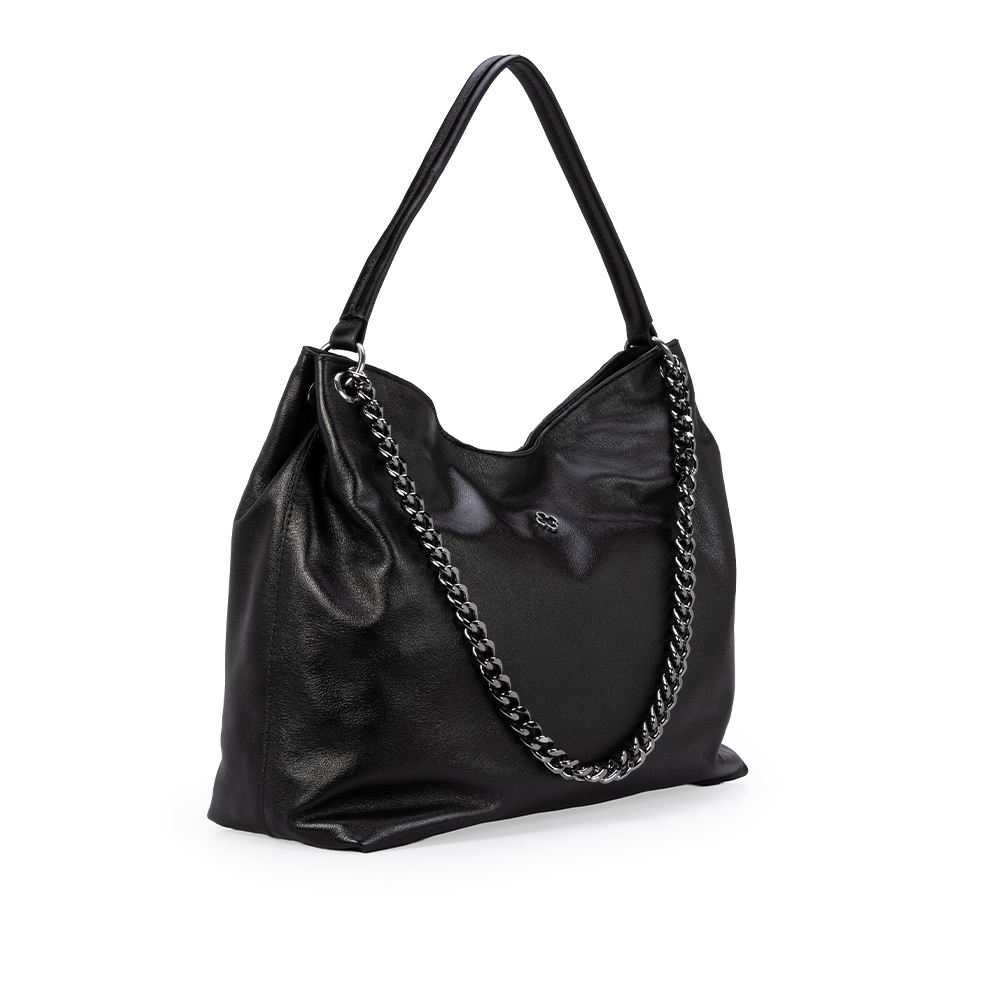 BOLSA GRANDE PRETA DE COURO HOBO image number 3