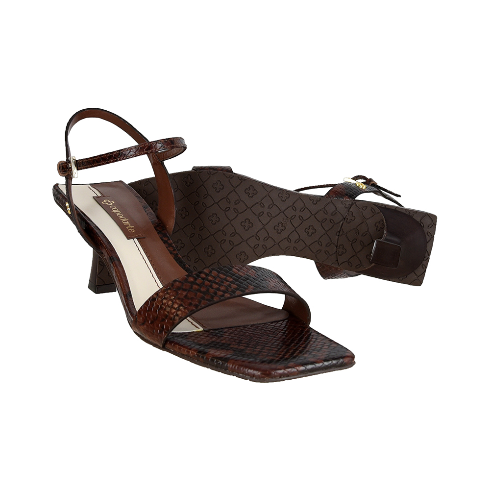SAND&Aacute;LIA BICO QUADRADO MARROM COURO PITONE image number 3