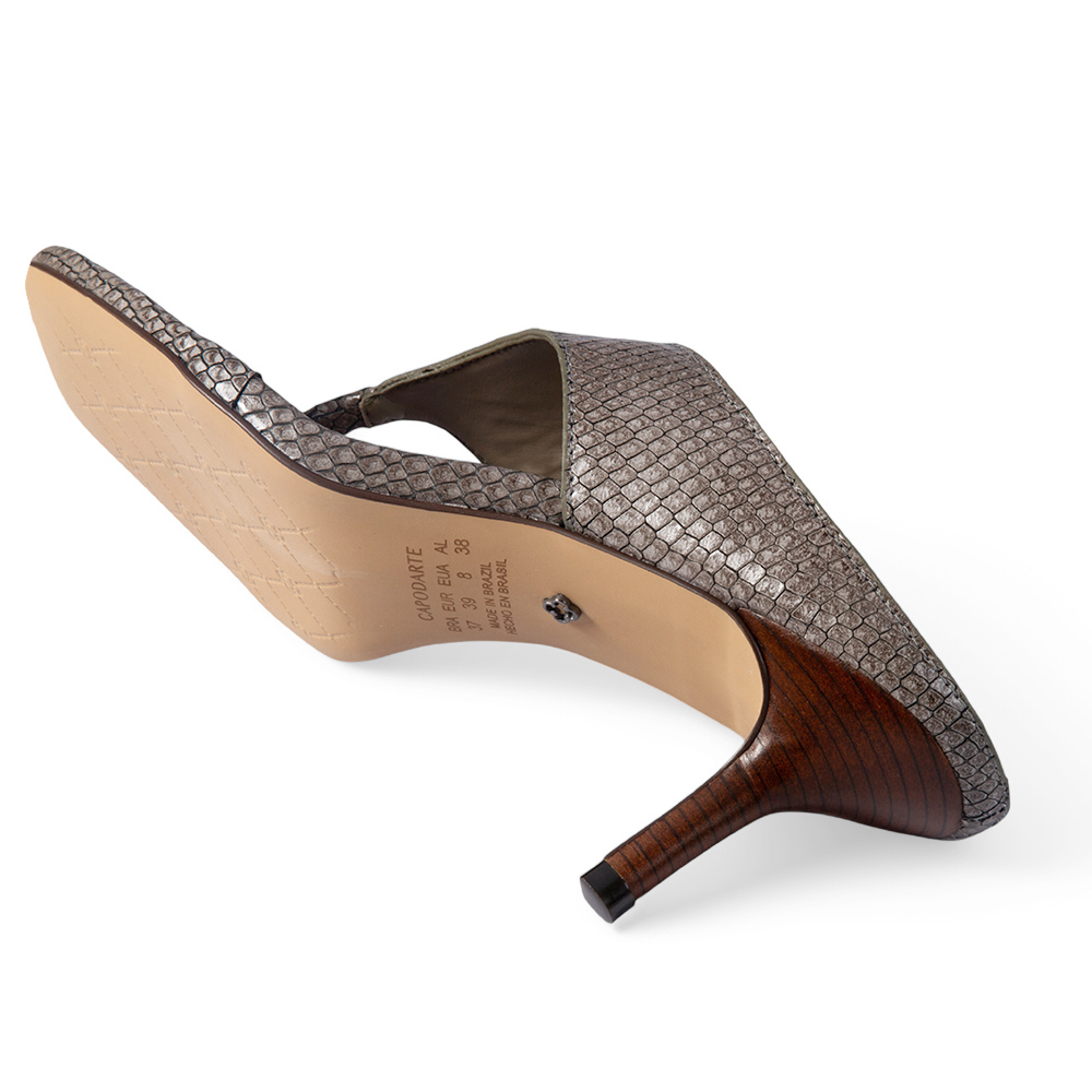 MULE BICO QUADRADO DE COURO CINZA PETRA SERPENTE image number 3