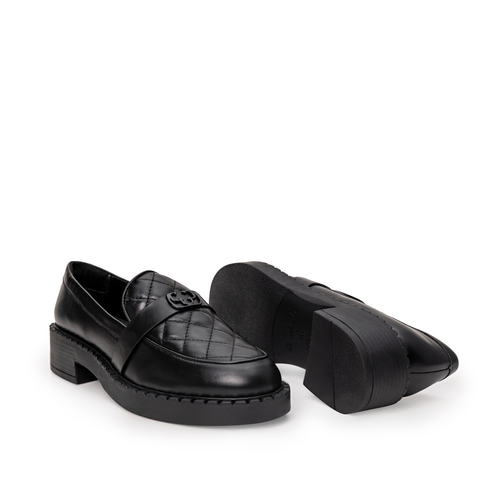 LOAFER MOCASSIM PRETO DE COURO MATELASS&Ecirc; image number 3