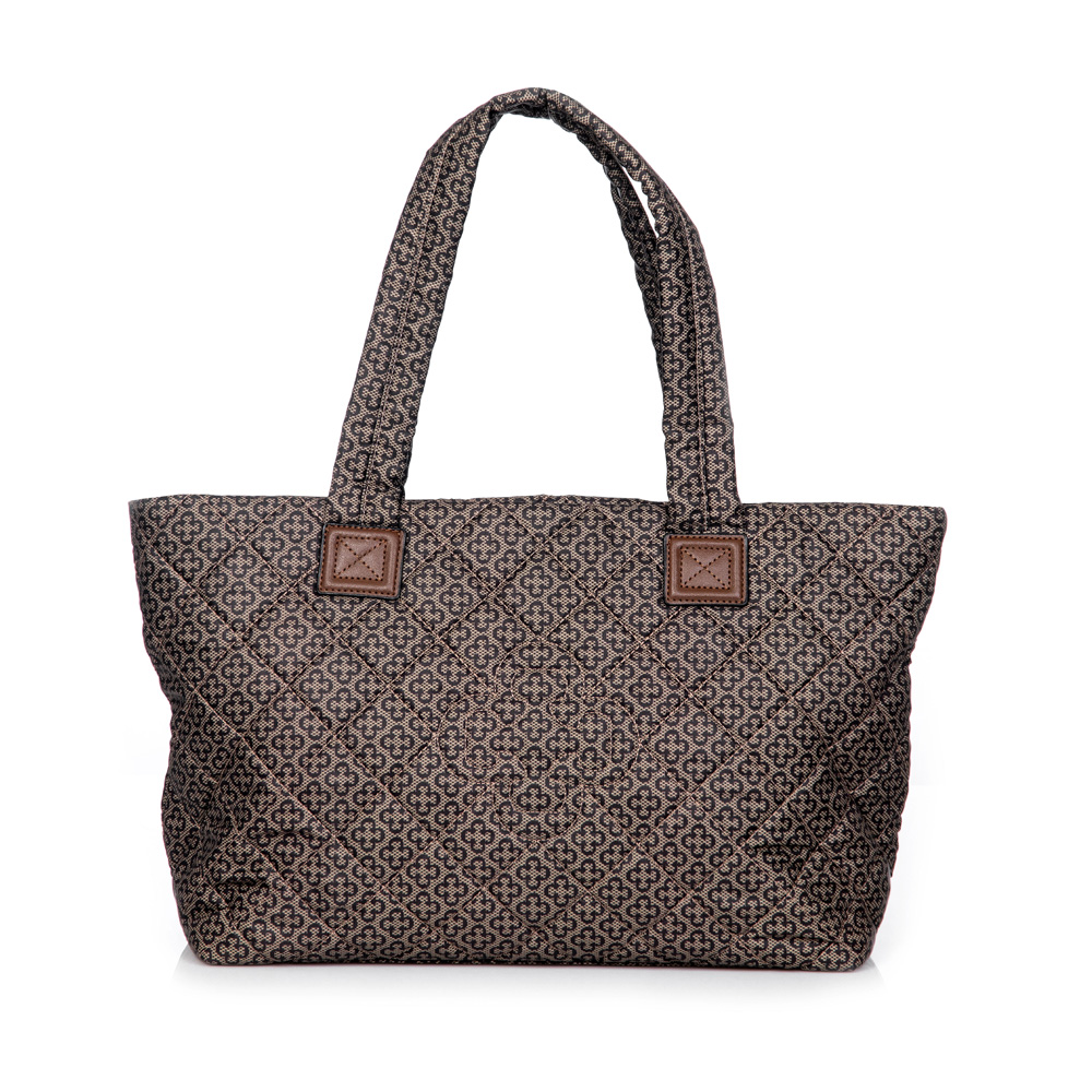 BOLSA SHOPPER NYLON MATELASS&Ecirc; MONOGRAMA BEGE CAF&Eacute; image number 0