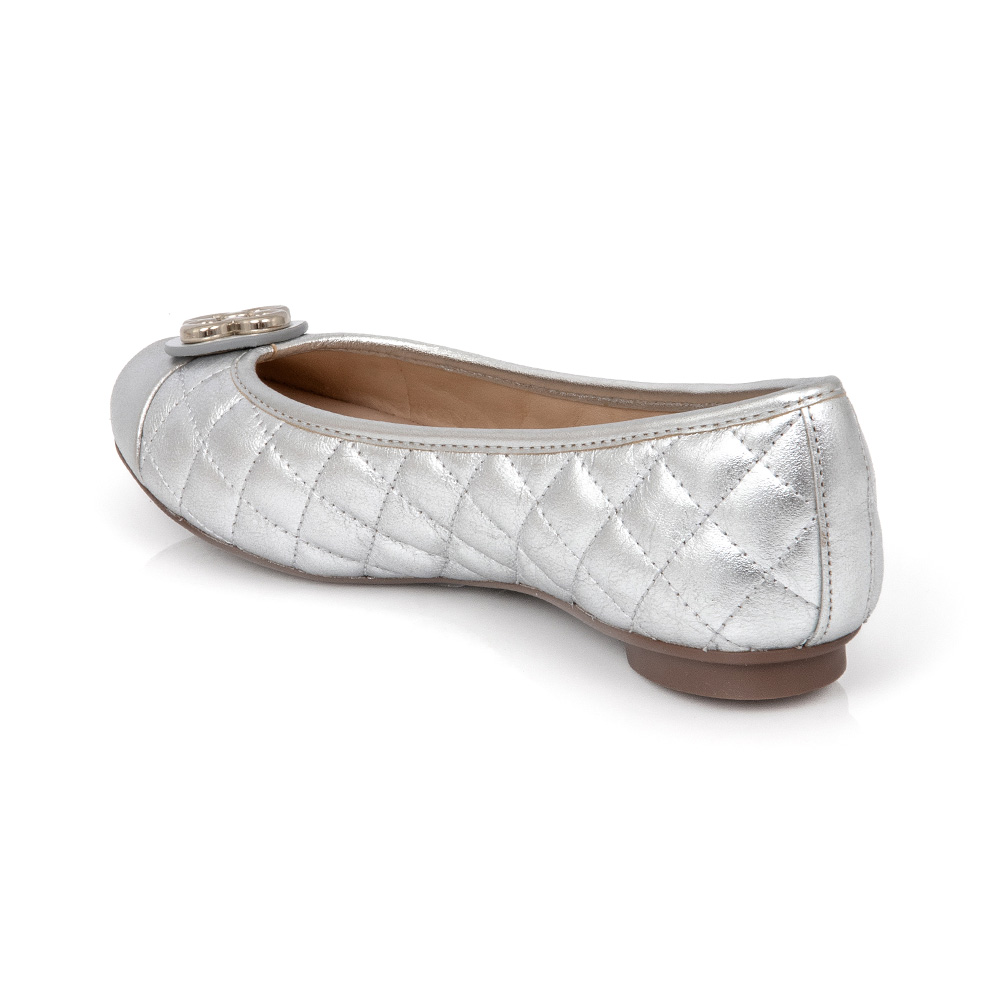 SAPATILHA CATHERINE VINTAGE DE COURO PRATA MATELASS&Ecirc; image number 2