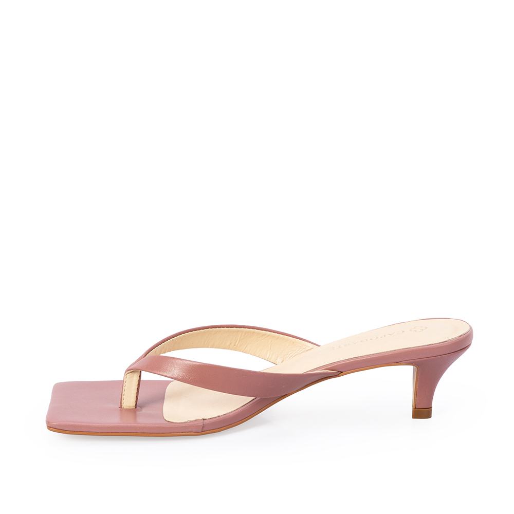 MULE BICO QUADRADO ROSA MALVA DE COURO image number 2