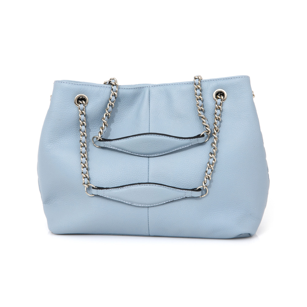 BOLSA M&Eacute;DIA AZUL CHIARO DE COURO MATELASS&Ecirc; CARINA image number 3