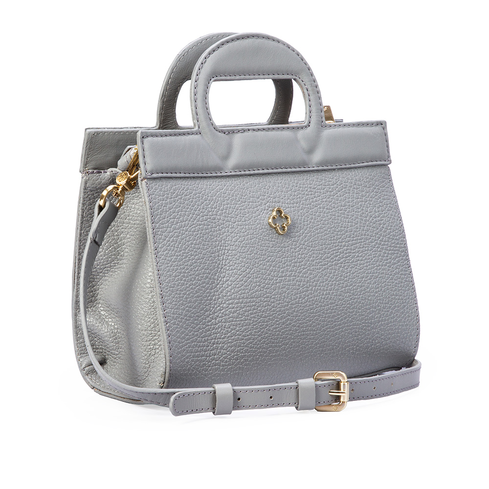 BOLSA PEQUENA TIRACOLO CINZA CARBONO DE COURO TOTE image number 3