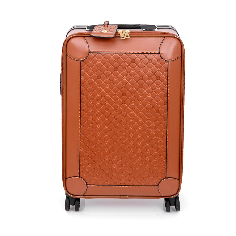 MALA DE BORDO 4 RODAS 360&deg; CARAMELO MONOGRAMA + TAG IDENTIFICA&Ccedil;&Atilde;O image number 0