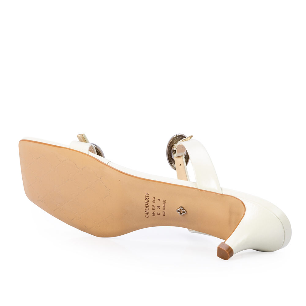 MULE BRANCA DUNA DE COURO COM FIVELAS image number 3