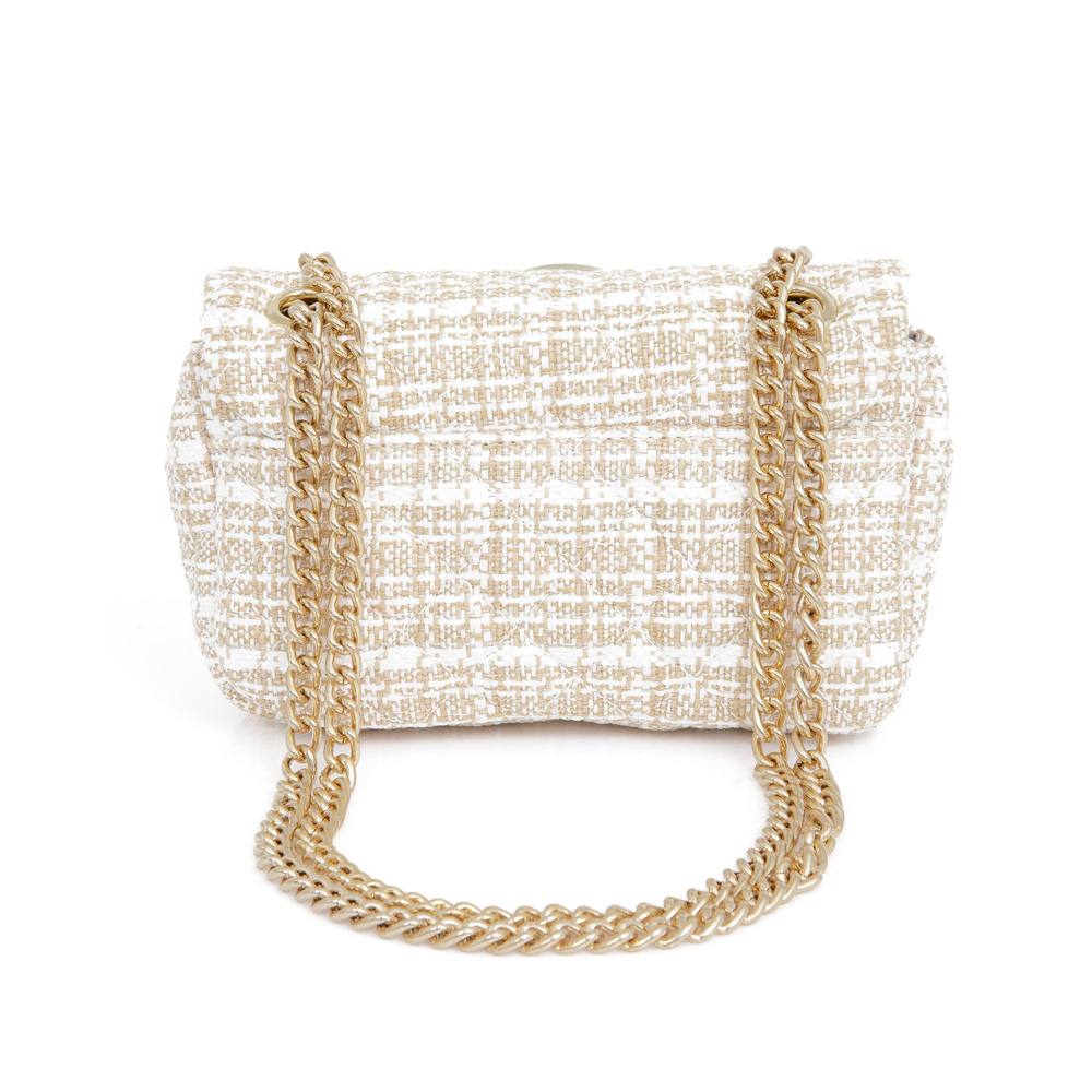 BOLSA TIRACOLO TWEED NUDE SEDA ALÇA CORRENTE image number 3