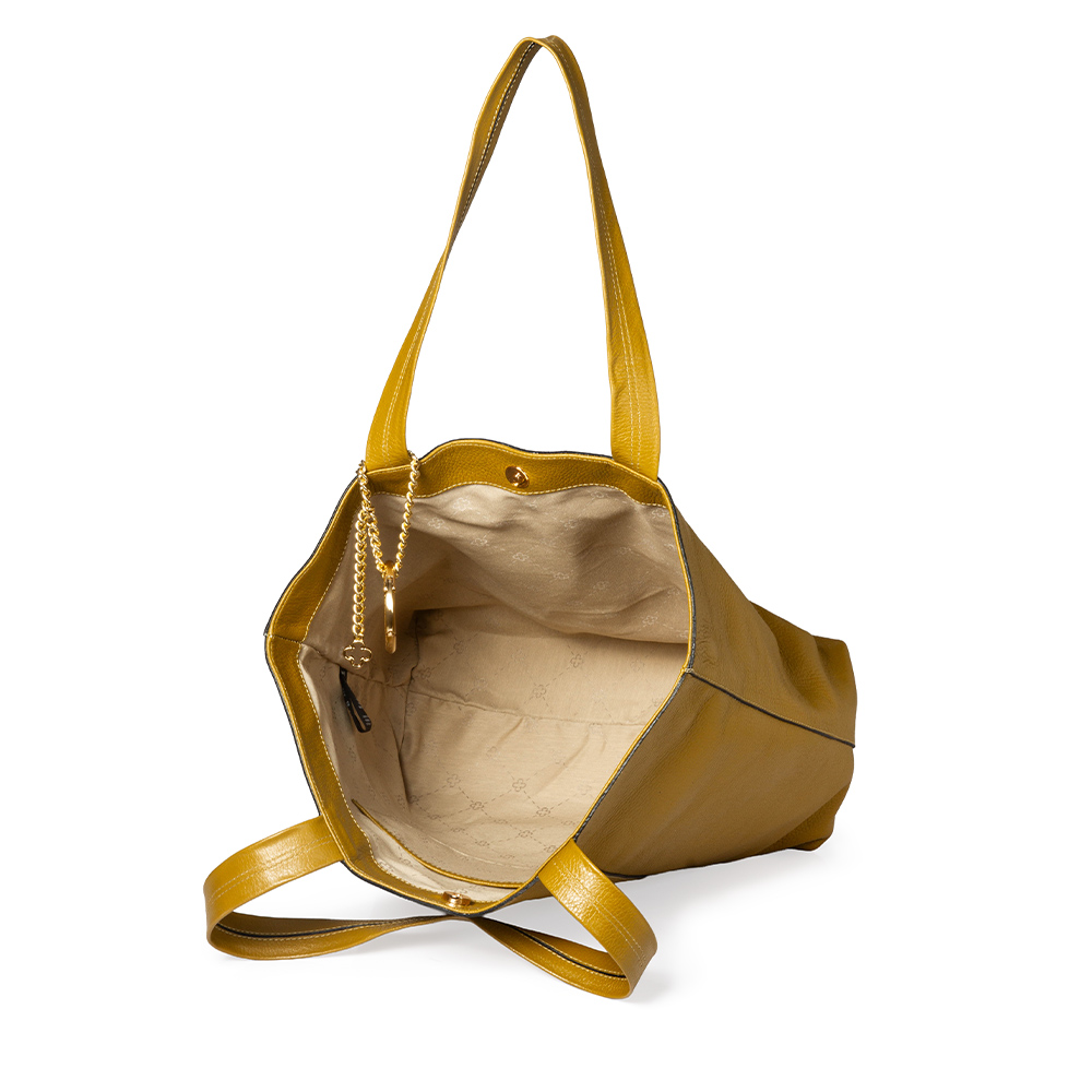 BOLSA AMARELA CITRINO DE COURO VIRA BUCKET image number 4