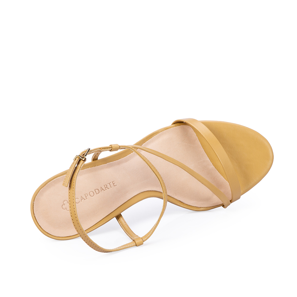 SAND&Aacute;LIA SALTO BAIXO BEGE SAVANA DE COURO image number 4