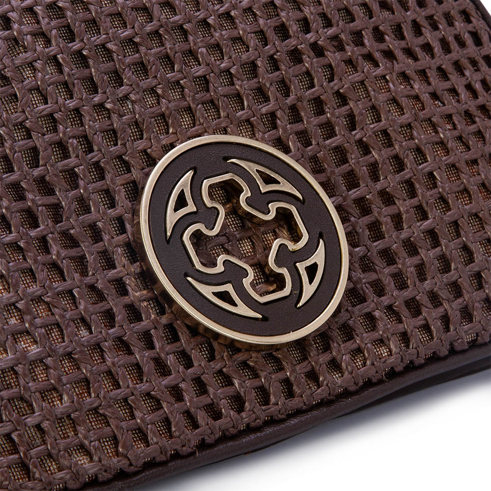 BOLSA TIRACOLO MARROM DE COURO TRAMADA image number 3