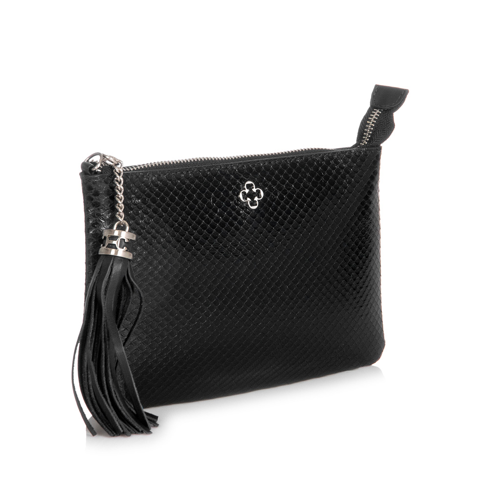 BOLSA TRANSVERSAL COURO PRETA PITONE VIRA CLUTCH image number 1