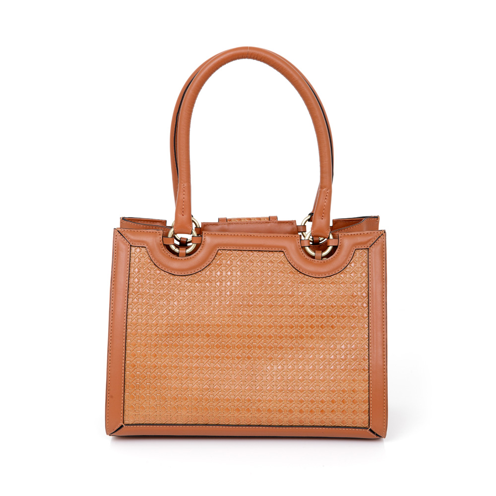 BOLSA SHOPPER COURO CARAMELO CROCHET image number 3