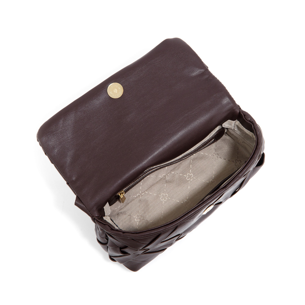 BOLSA SHOULDER BAG MARROM COM AL&Ccedil;A CORRENTE DOURADA TRESS&Ecirc; image number 4