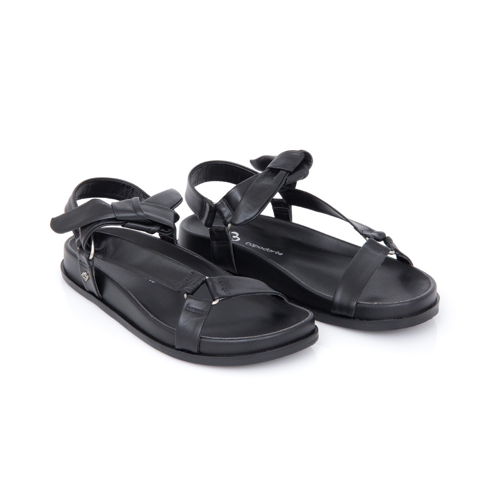 PAPETE PRETA DE COURO AMARRAÇÃO image number 1