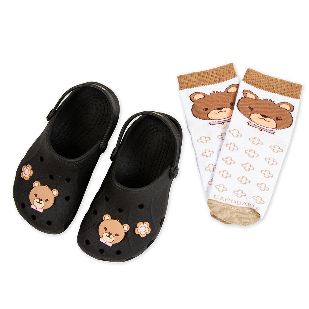CLOG INFANTIL PRETO + 1 PAR  DE MEIAS OLLIE image number 0