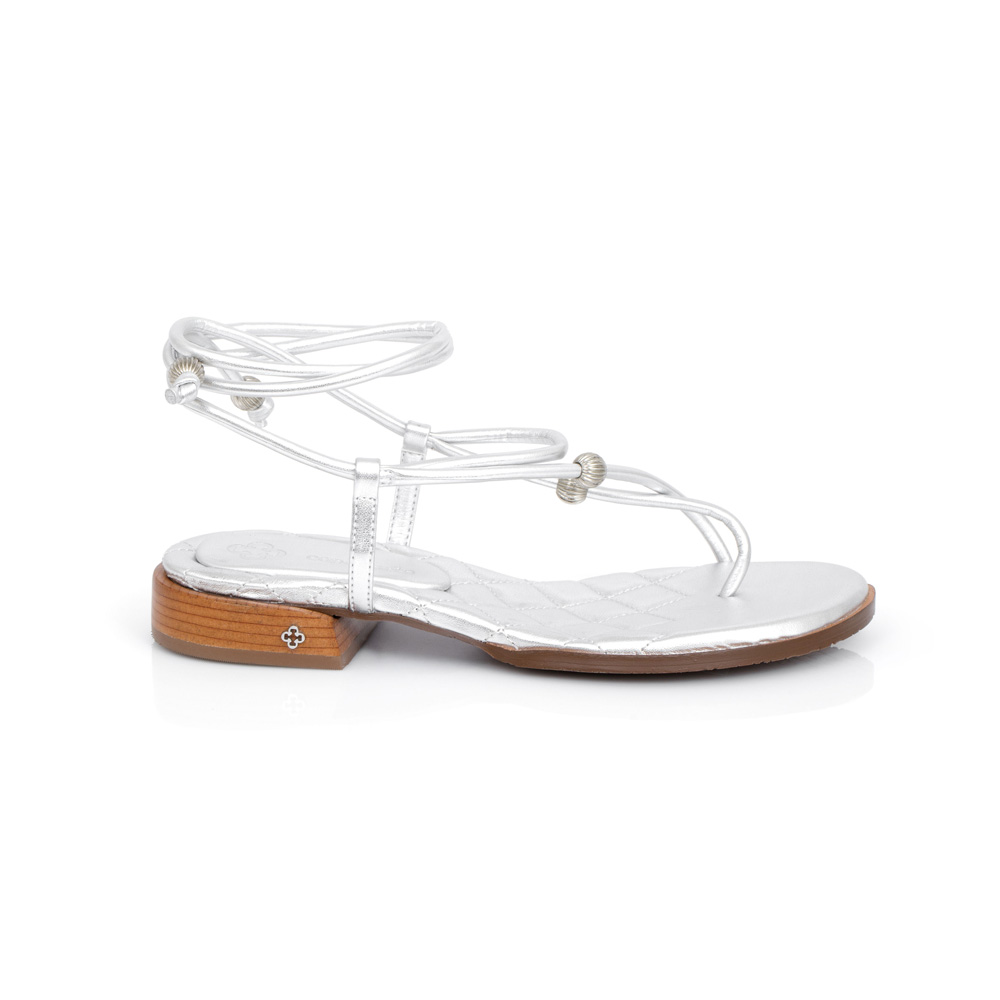 SAND&Aacute;LIA SALTO BAIXO PRATA AMARRA&Ccedil;&Atilde;O MATELASS&Ecirc; image number 0